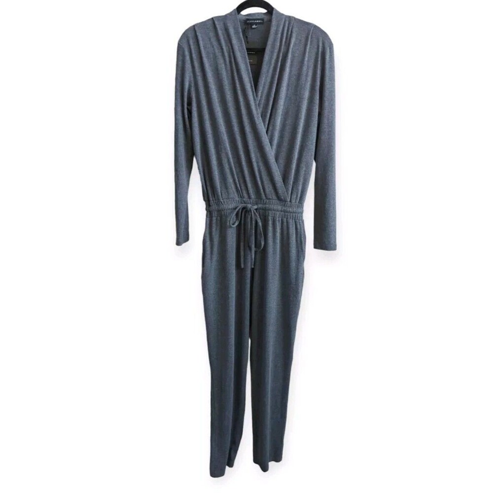 Jlux Label Jluxlabel Jumpsuit Gray Long Sleeve Faux Wrap Soft Cozy Athleisure M